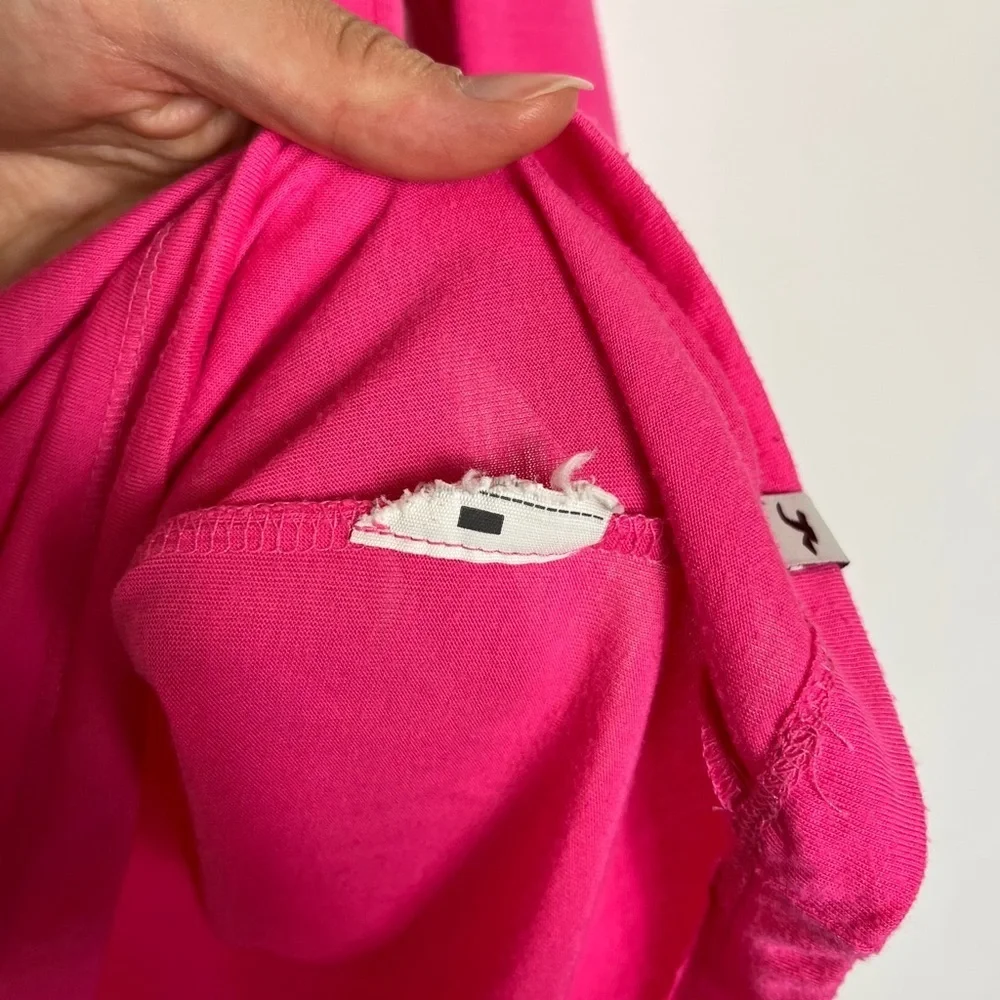 Vintage Hollister Hot Pink 3/4 Sleeve Henley Polo Top Size Small Y2K Preppy